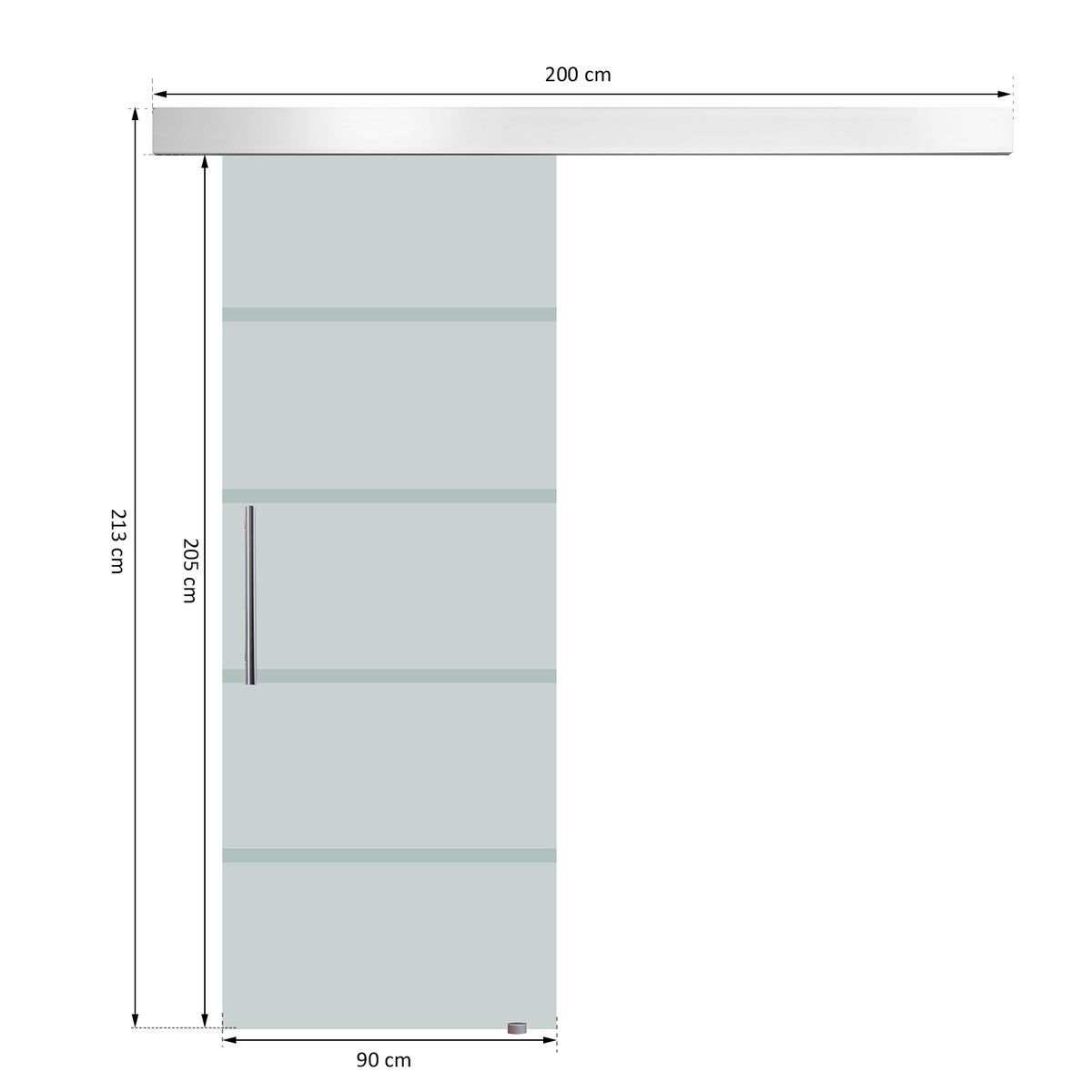 HOMCOM Glazen schuifdeur, binnendeur met handgreep, eenzijdige satijnen afwerking met strepen, 90 x 205 cm
