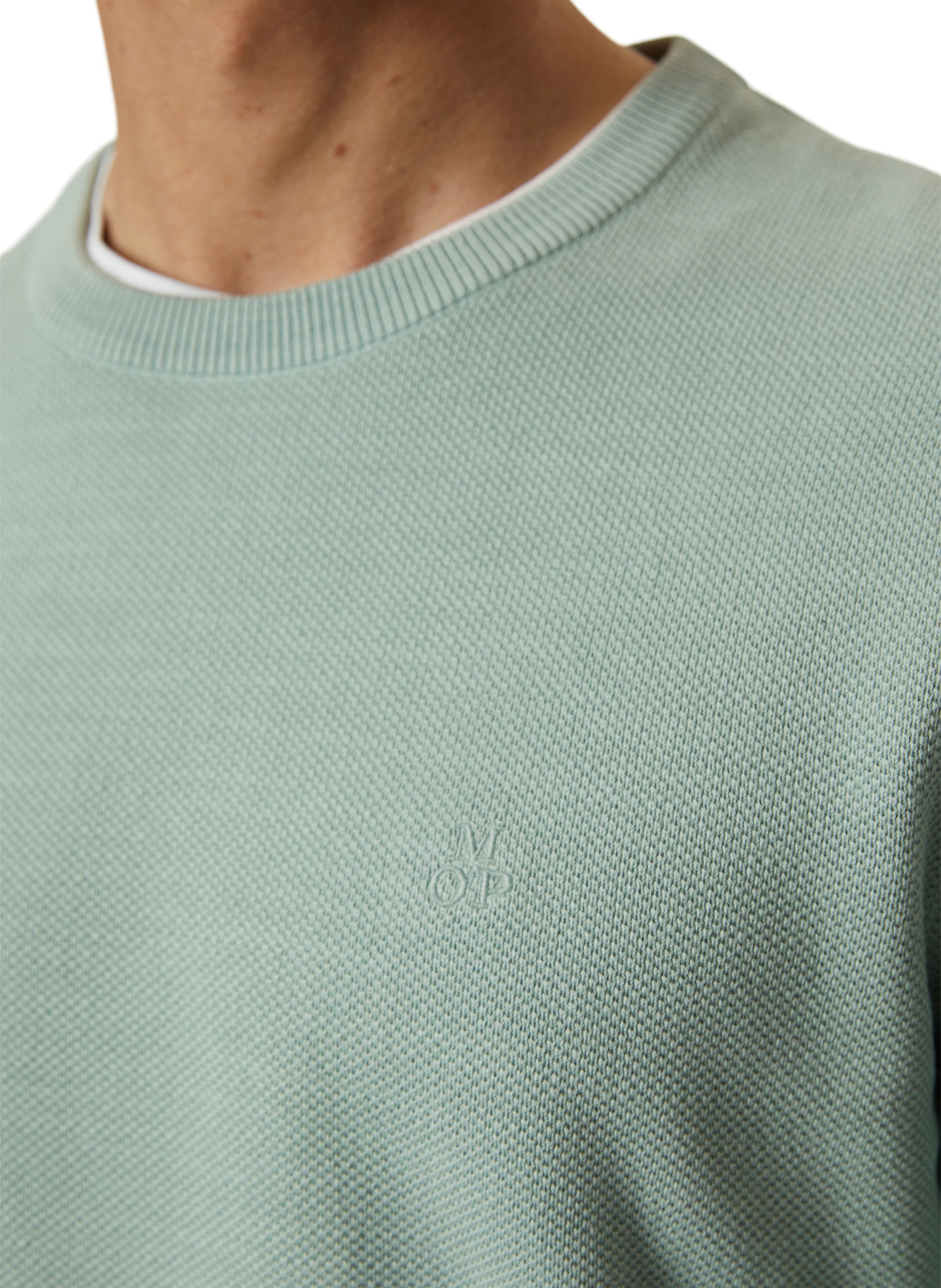 Pull col rond en coton biologique | Bleu
