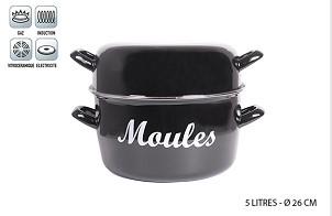 POT MOULES EMAIL 5L INTERIEUR 24CM EXTERIEUR 26CM NOIR
