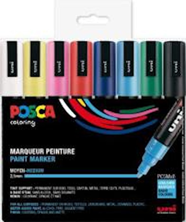 Posca Marker Set Blandede farger PC-5M spiss 2,5 mm 8stk