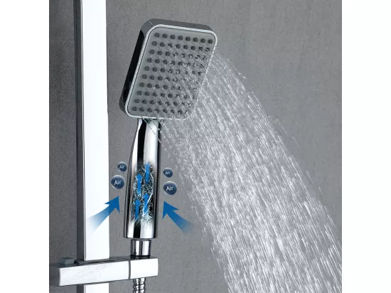 Colonne de Douche Thermostatique Ensemble de Douche Corps en Laiton Hauteur Réglable 818-1214mm Système de Douche