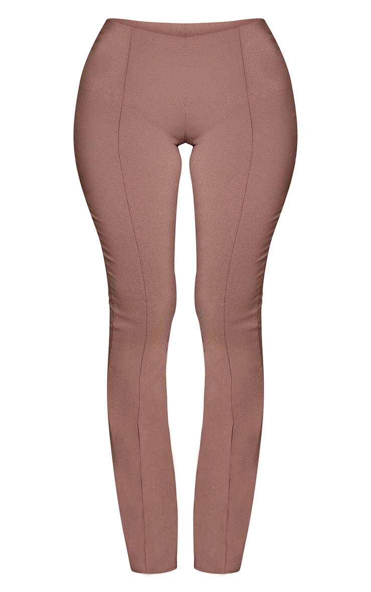 Taupe Pantalon Évasé Petite Avec Détails De Coutures En Tissu Extensible