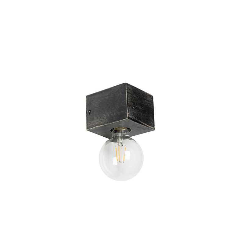 Landelijke wandlamp zwart hout - Bloc