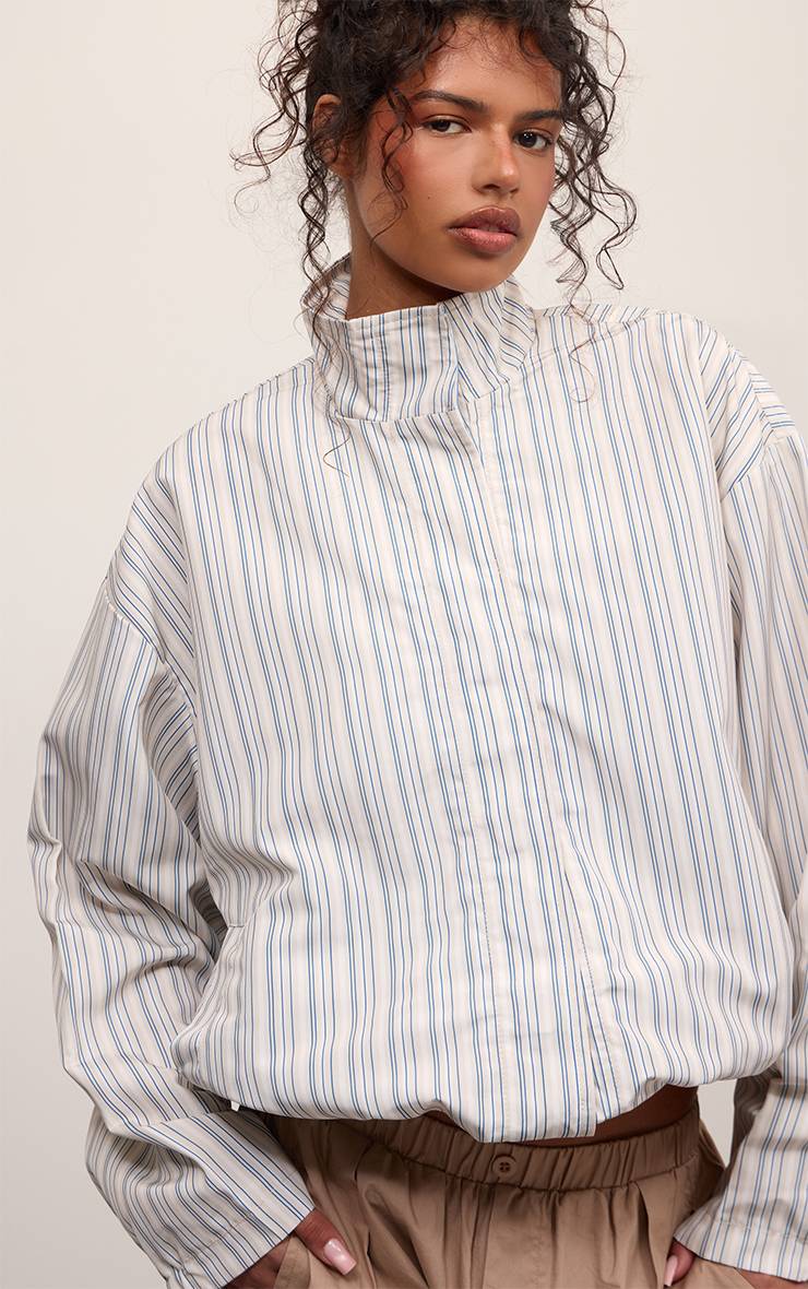 Bleu Veste Boutonnée À Rayures