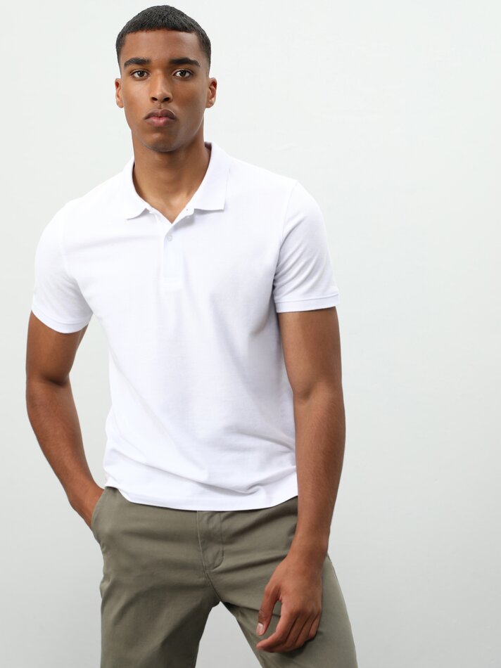 Camisa polo básica - branca