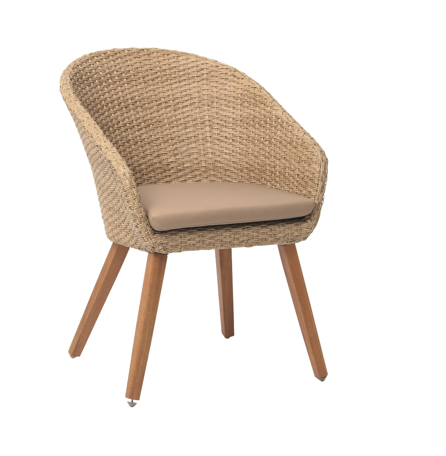 4-teiliges Gartenstuhl-Set - teak-taupe - mit Sitzkissen - 61x82 cm