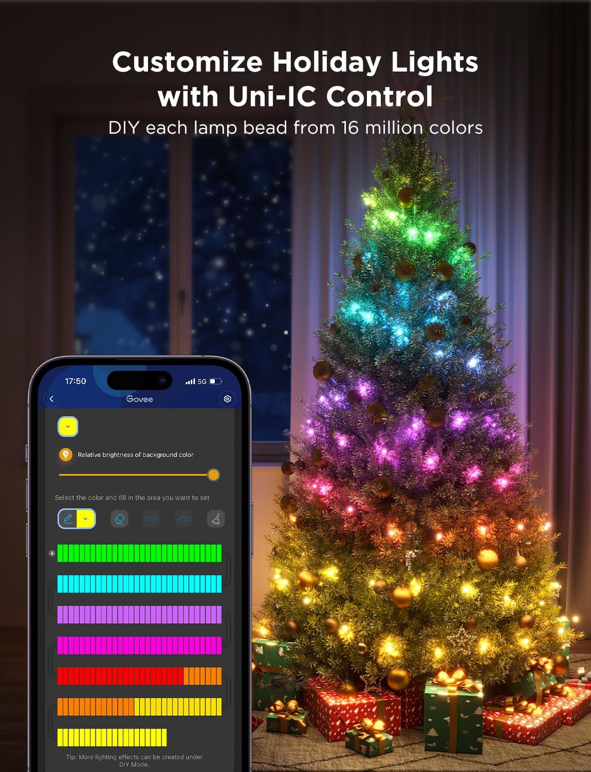 Govee Christmas Lights 66ft, Smart RGBIC Halloween Lights App-Controlled, 99+ Scene Modes, IP65 Waterproof, Sync with Music, Works with Alexa, String Lights for Christmas Halloween Decorations