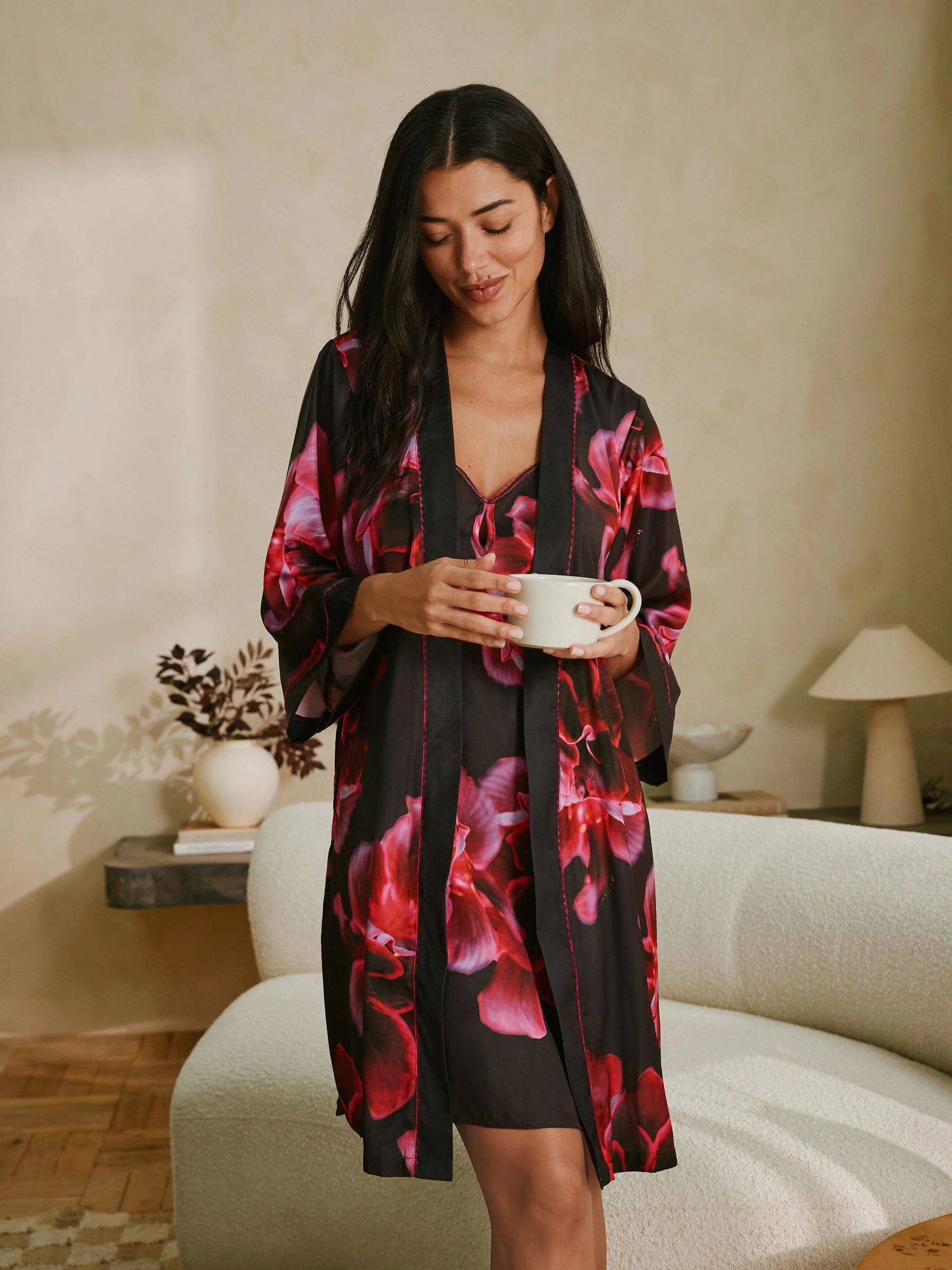 B by Ted Baker Purple Bright Floral Satin Robe