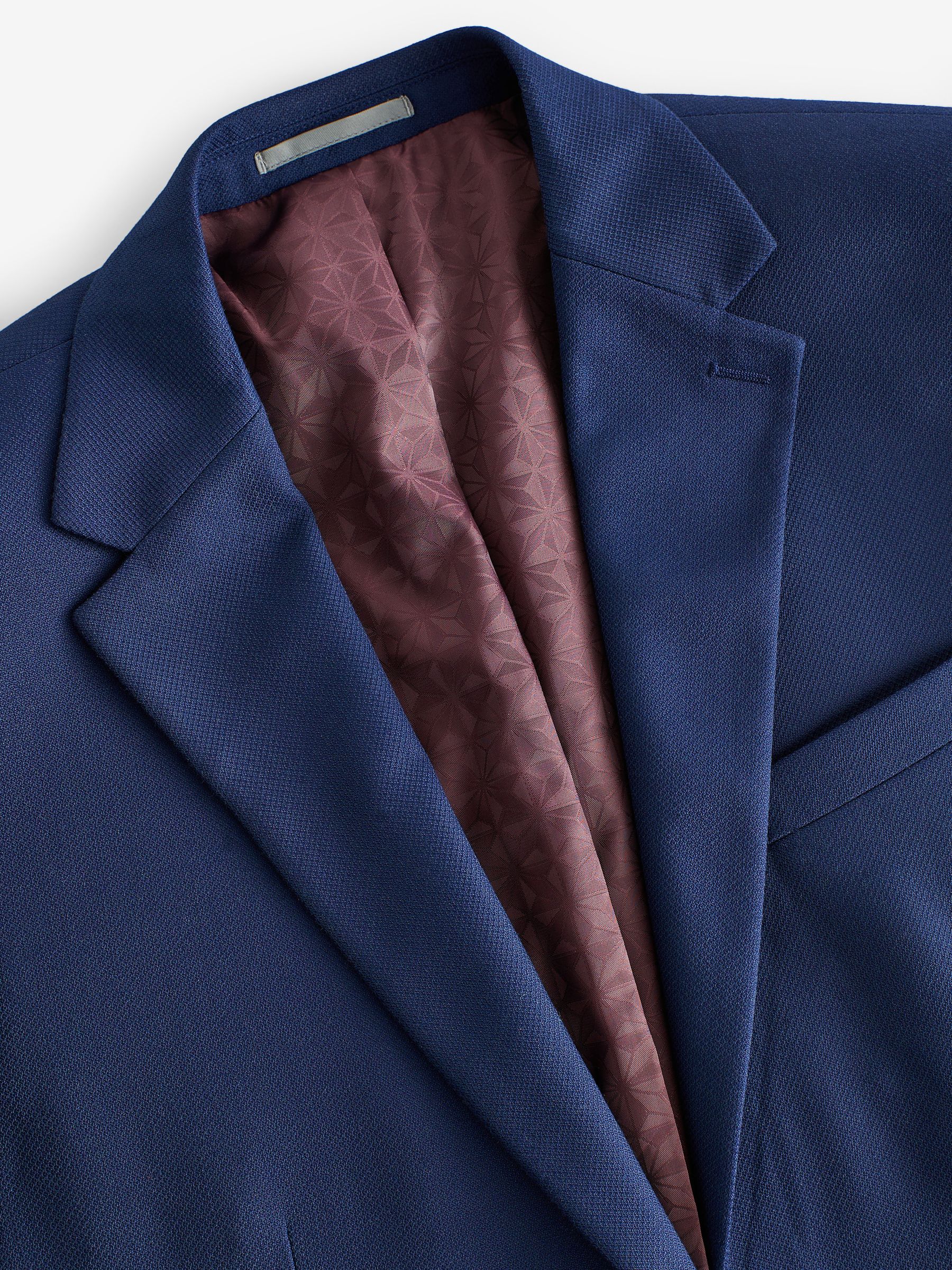 Helderblauw - Slim Fit - Kostuum met textuur: colbert
