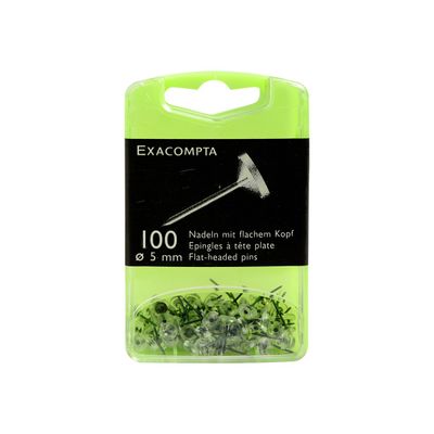 Exacompta - 100 Épingles tête plate - 5 mm - transparent