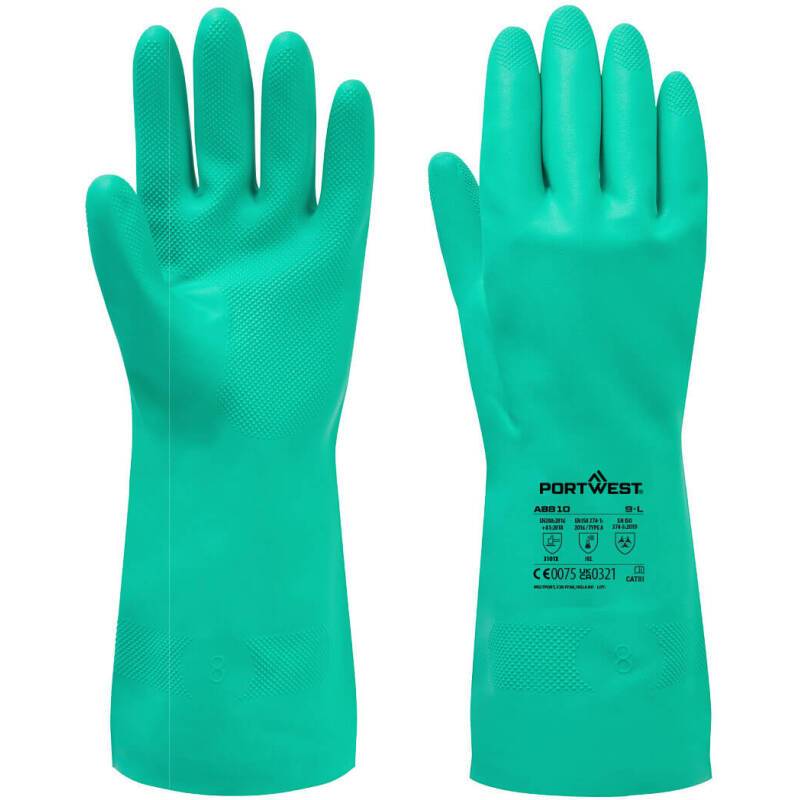Portwest AB810 Gant résistant aux produits chimiques Nitrosafe Essential, vert - Lot de 12 paires