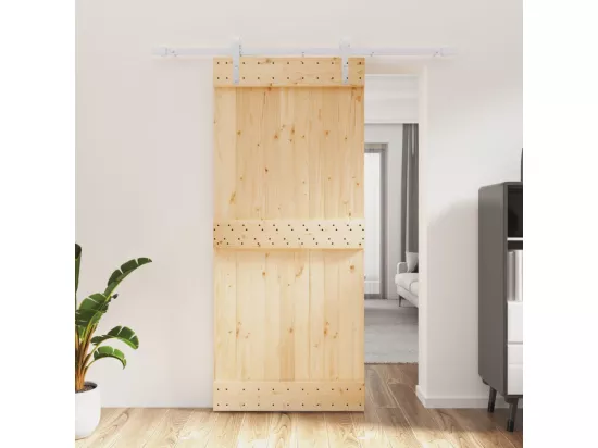 Porte coulissante et kit de quincaillerie 90x210 cm pin massif