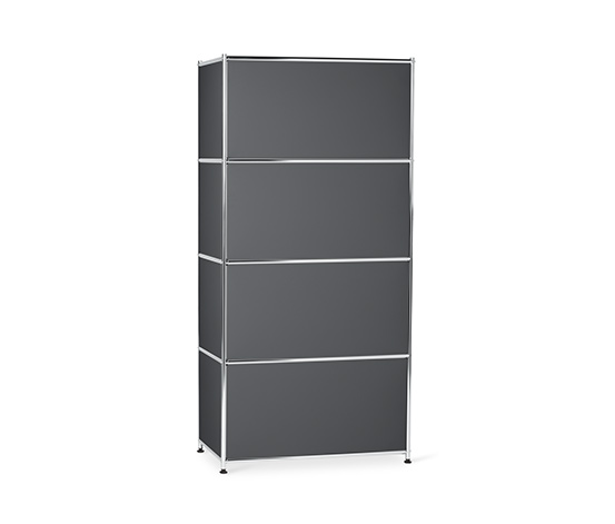Highboard Metall »CN3« mit 4 Klappenfächern, grau