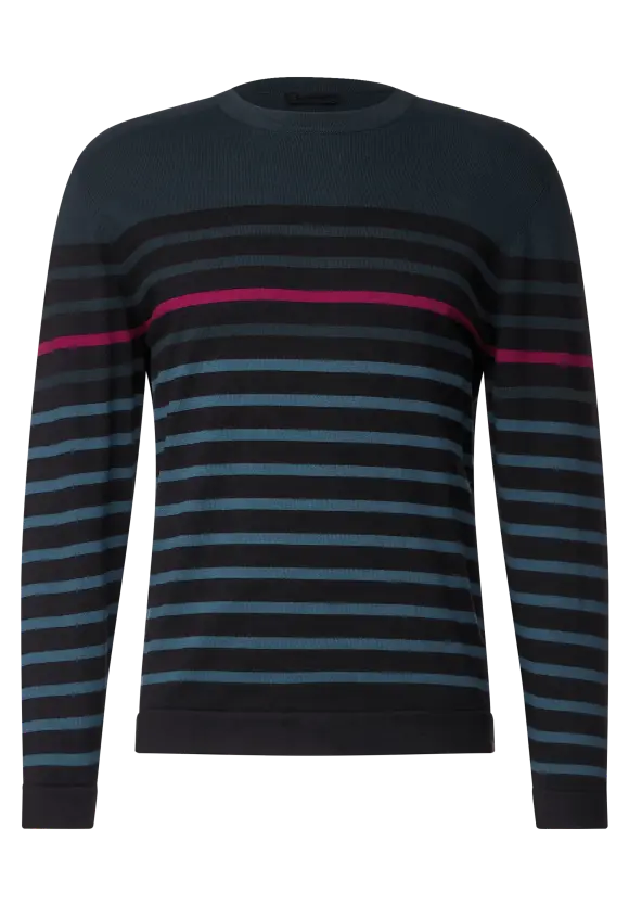 Gestreifter Strickpullover - Black
