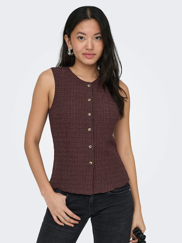 ONLY Jerseyweste »ONLILSE S/L STRUCTURE VEST JRS NOOS« Kunstfaser, Rundhalsausschnitt
