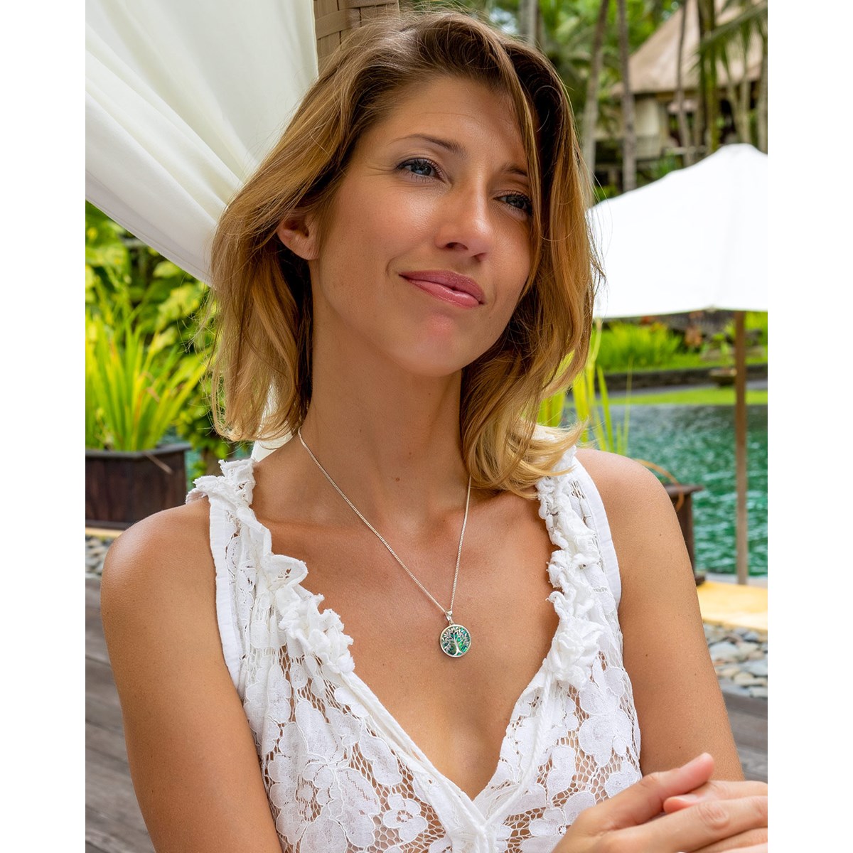 Pendentif Nacre Abalone et Arbre de Vie en Argent Massif Rhodié 925 - Aden Bijoux