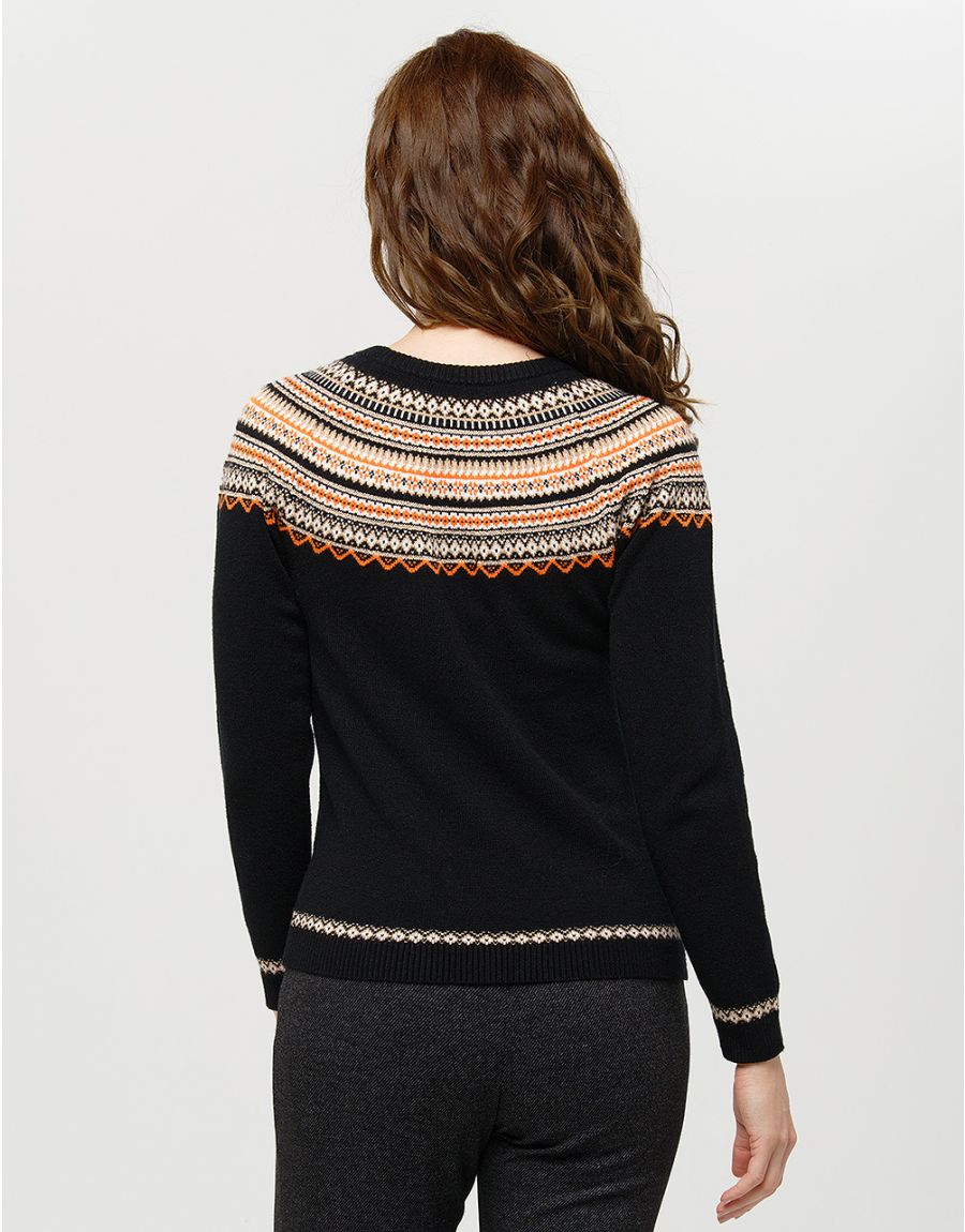 Pull maille jacquard noir
