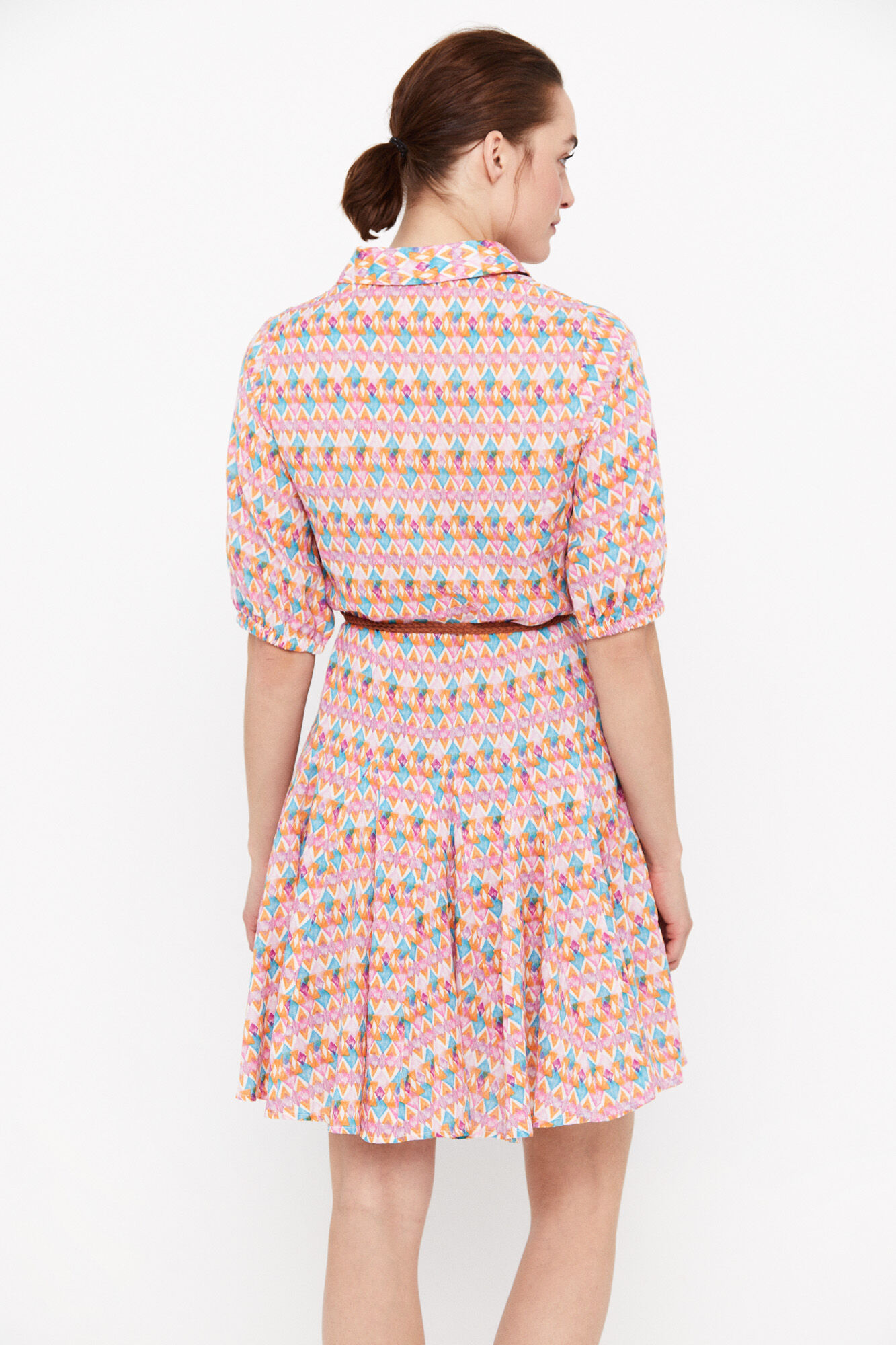 Vestido curto de algodão - Multicolorido