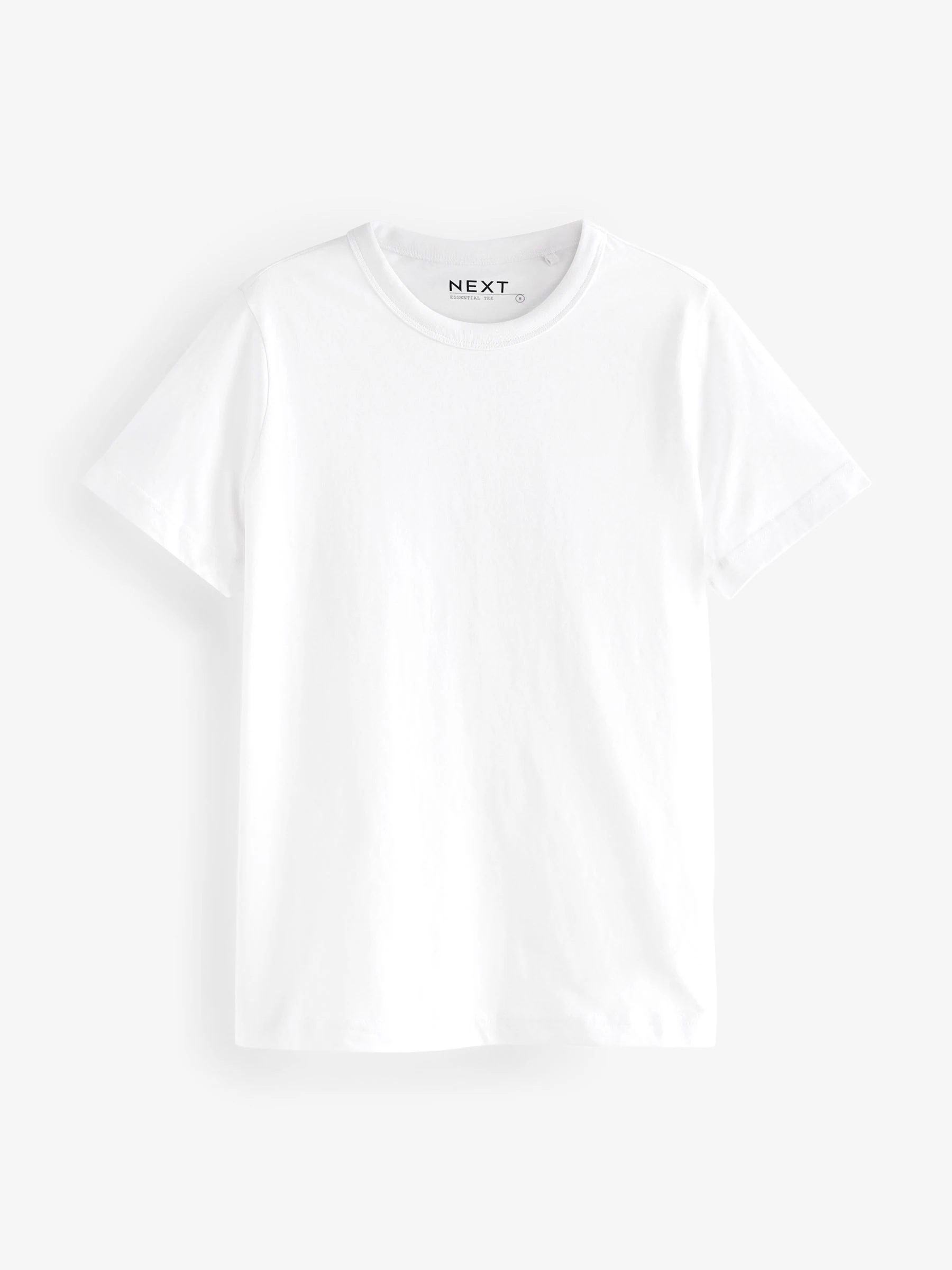 Wit - Must-have zuiver katoenen T-shirt met ronde hals en korte mouwen