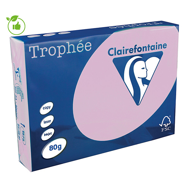 Papier couleur Trophée Clairefontaine lilas A4 80g, 5 ramettes de 500 feuilles