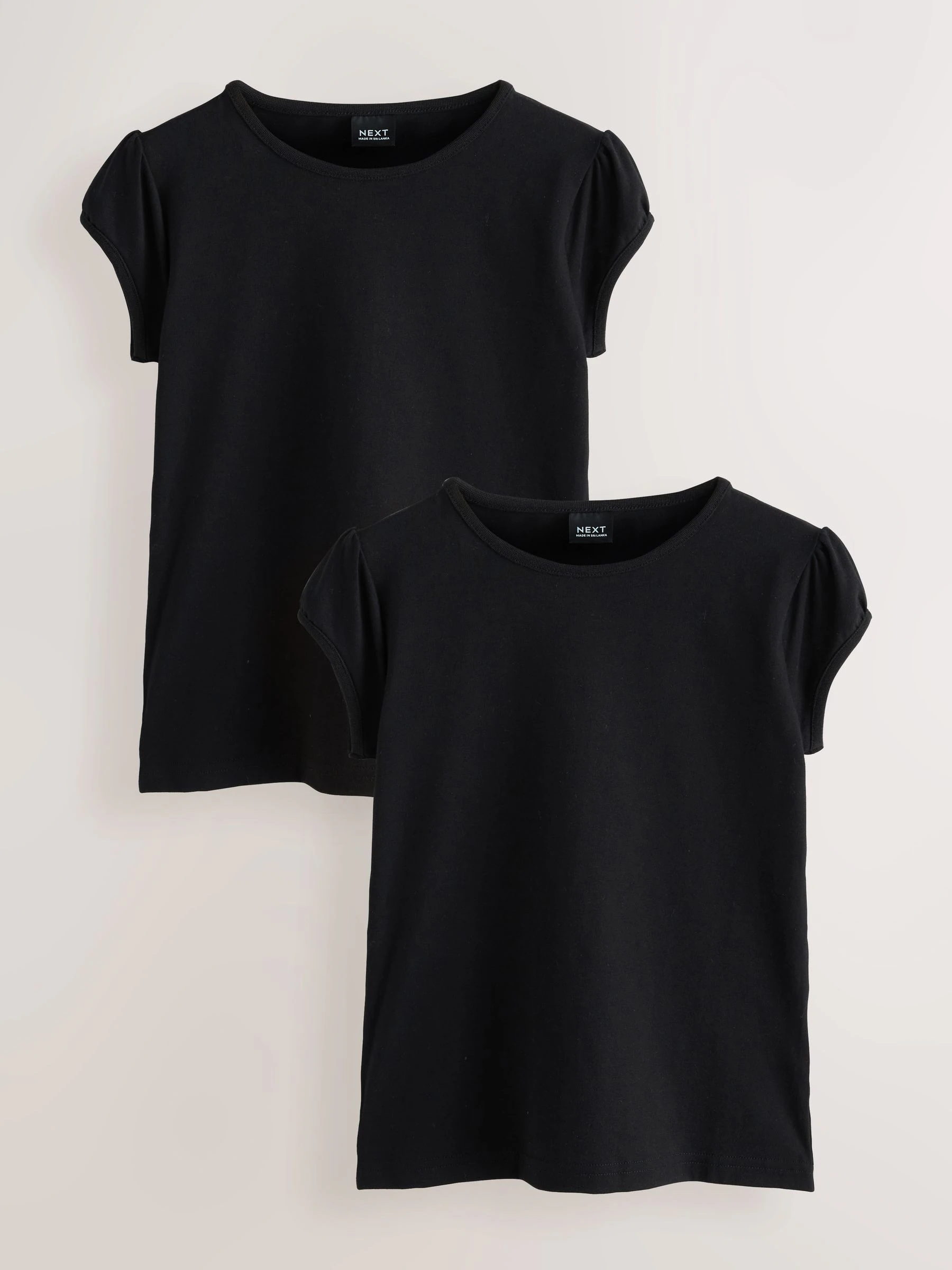 Zwart - 2 -pack T-shirts met pofmouwen (3-16jaar)