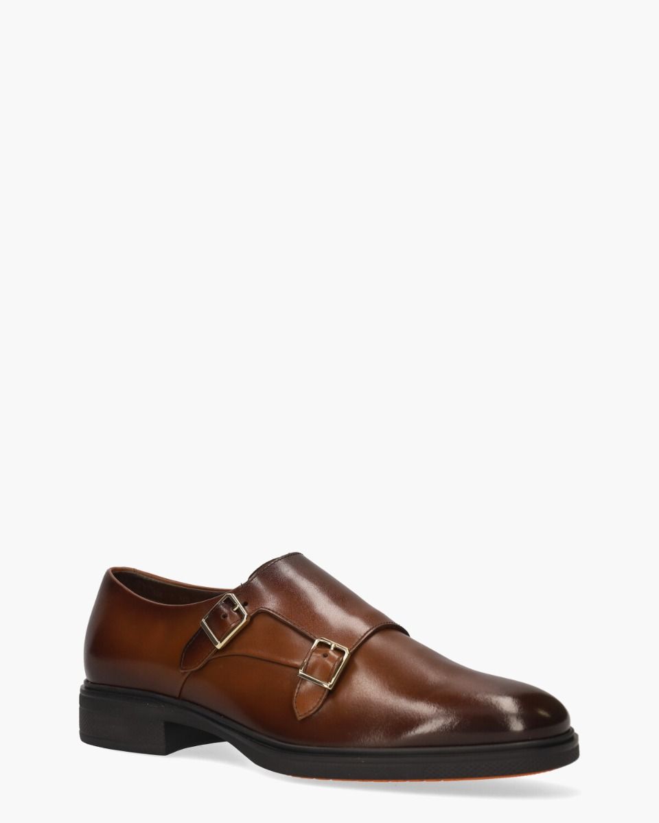 Santoni 18949 Cognac Heren Gespschoenen