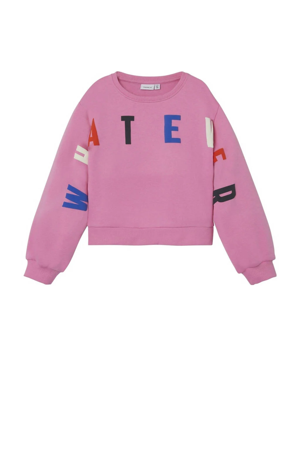 NAME IT sweater NKFPLILJE met tekst roze