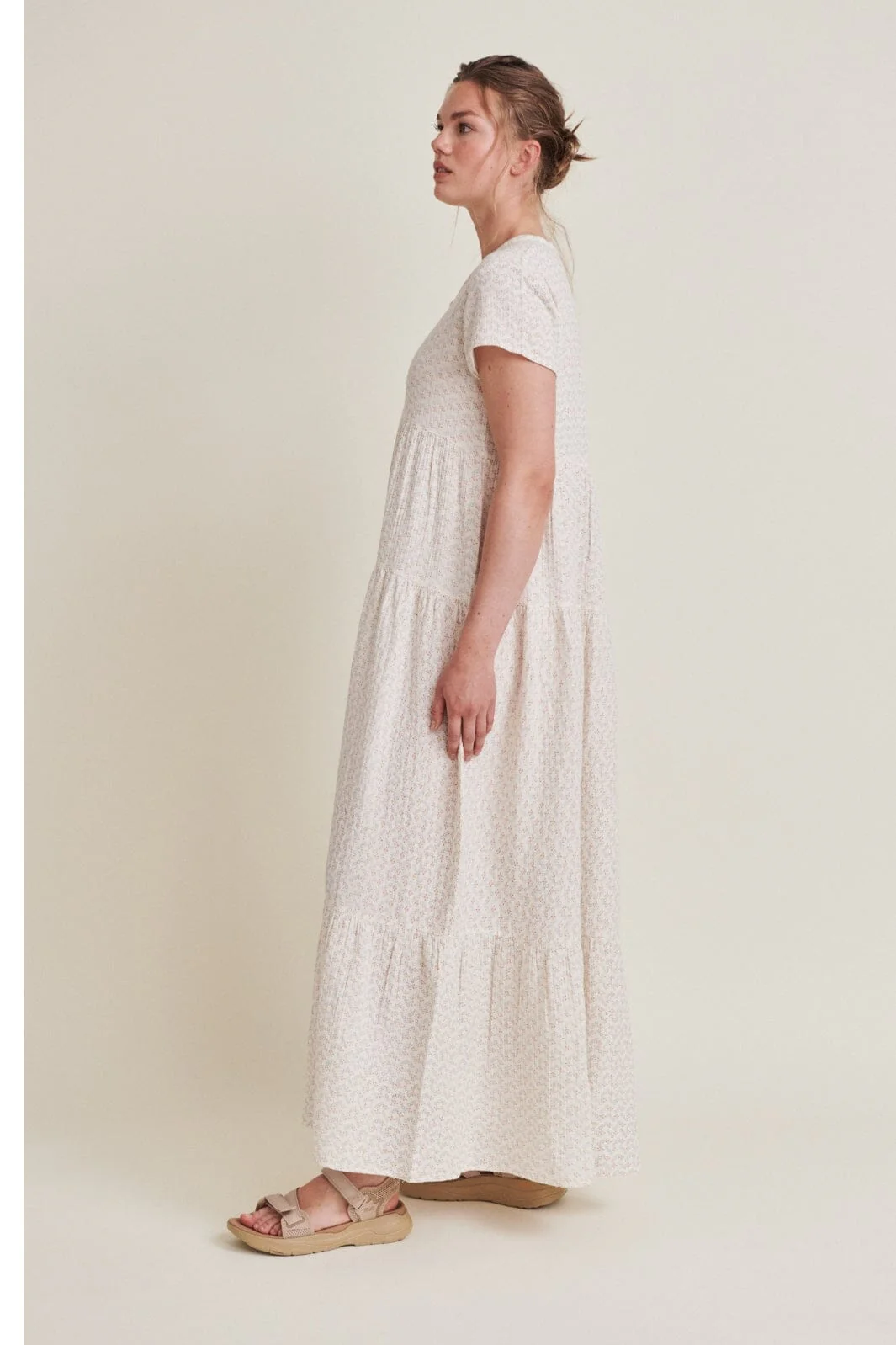 Basic Apparel Ember Layered Dress Gots 678 birch amber brown blue horizon