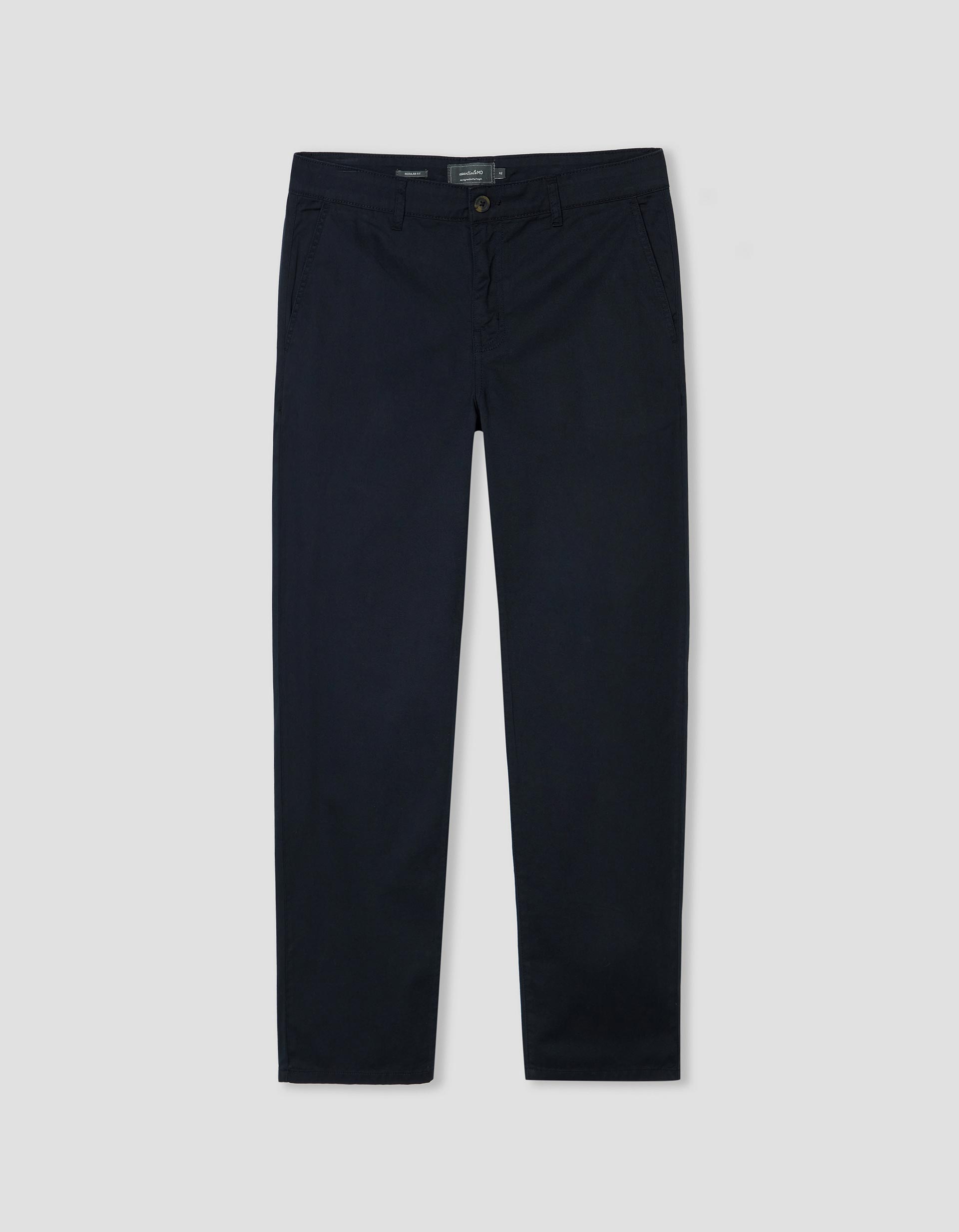 Calças de Sarja Regular Fit, Homem, Azul Escuro