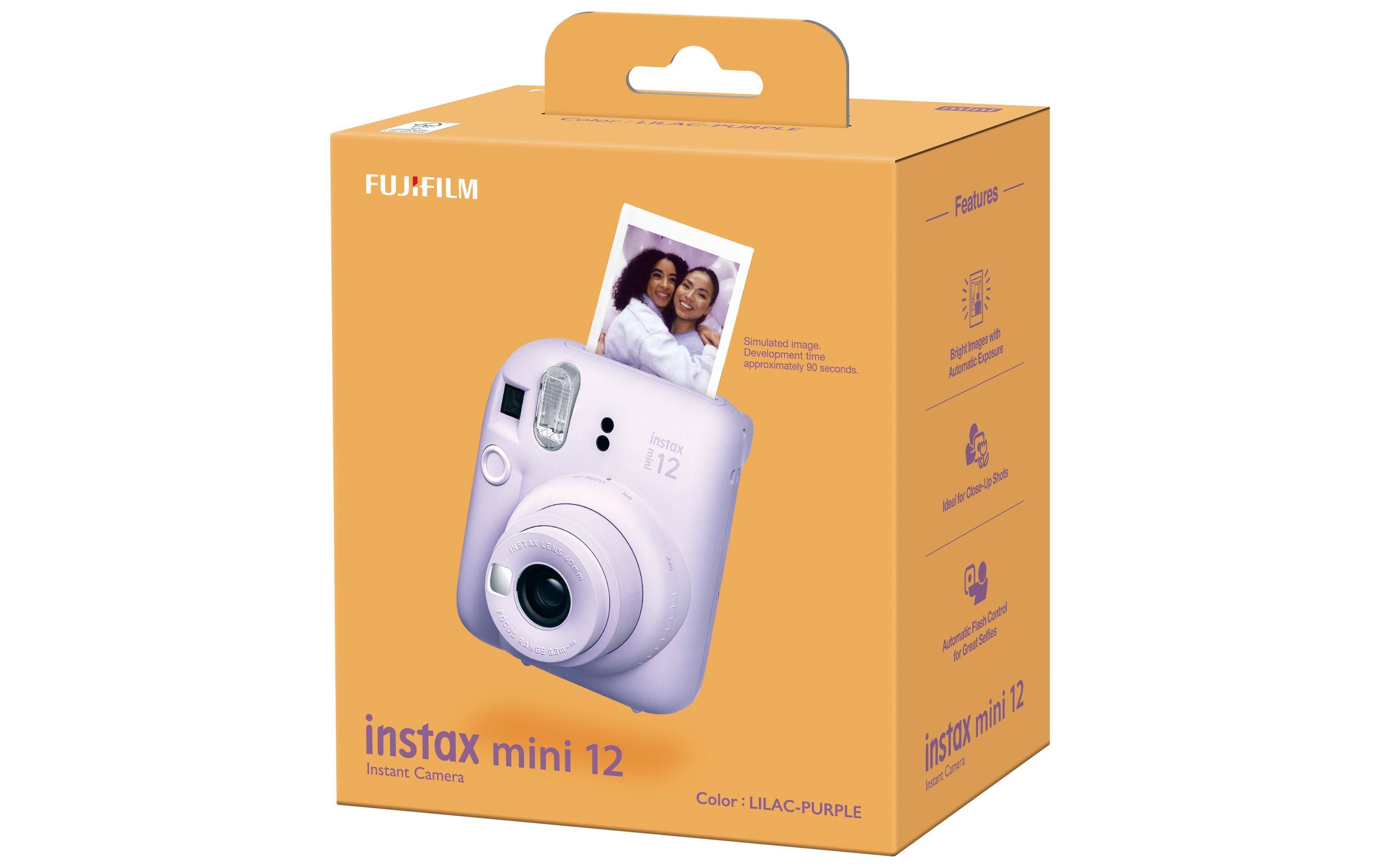 Fotokamera Instax Mini 12 ViolettSofortbildkamera mit Blitz und Selfie-Modus