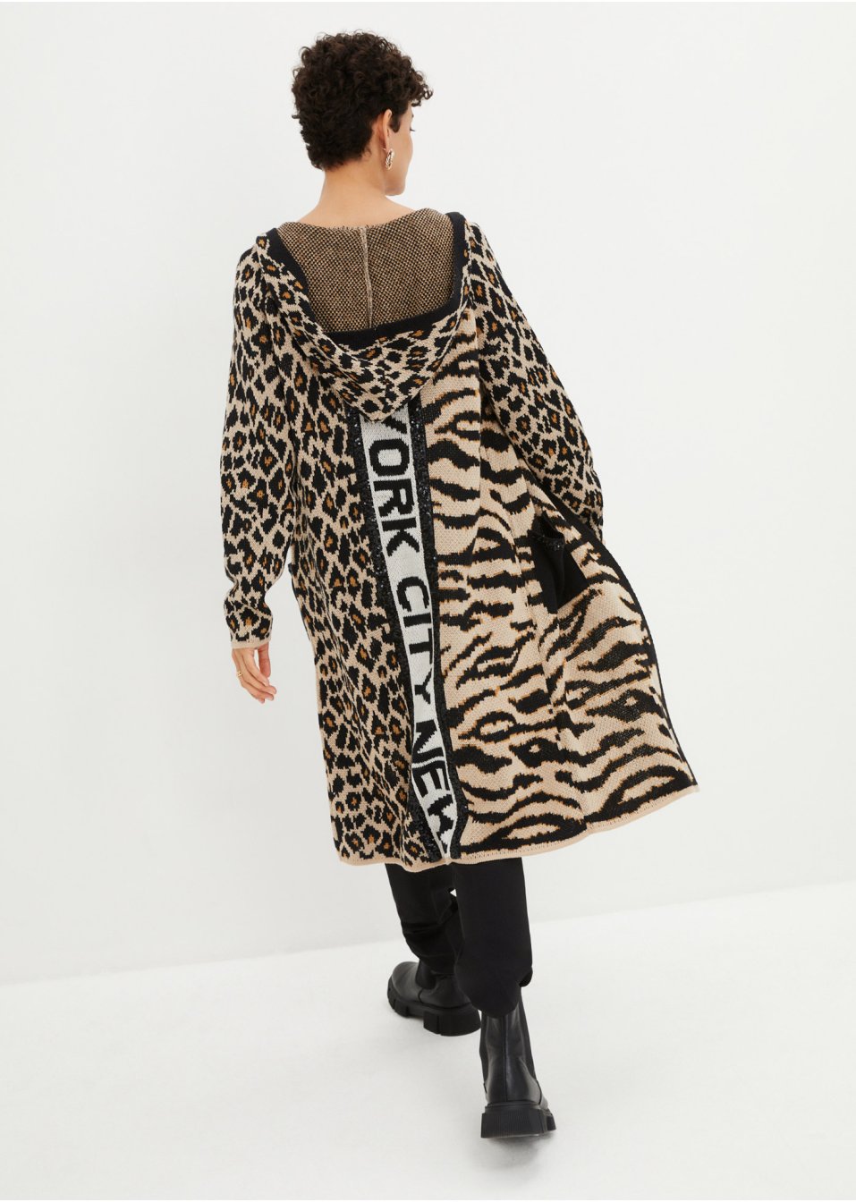 Manteau en maille avec paillettes et capuche