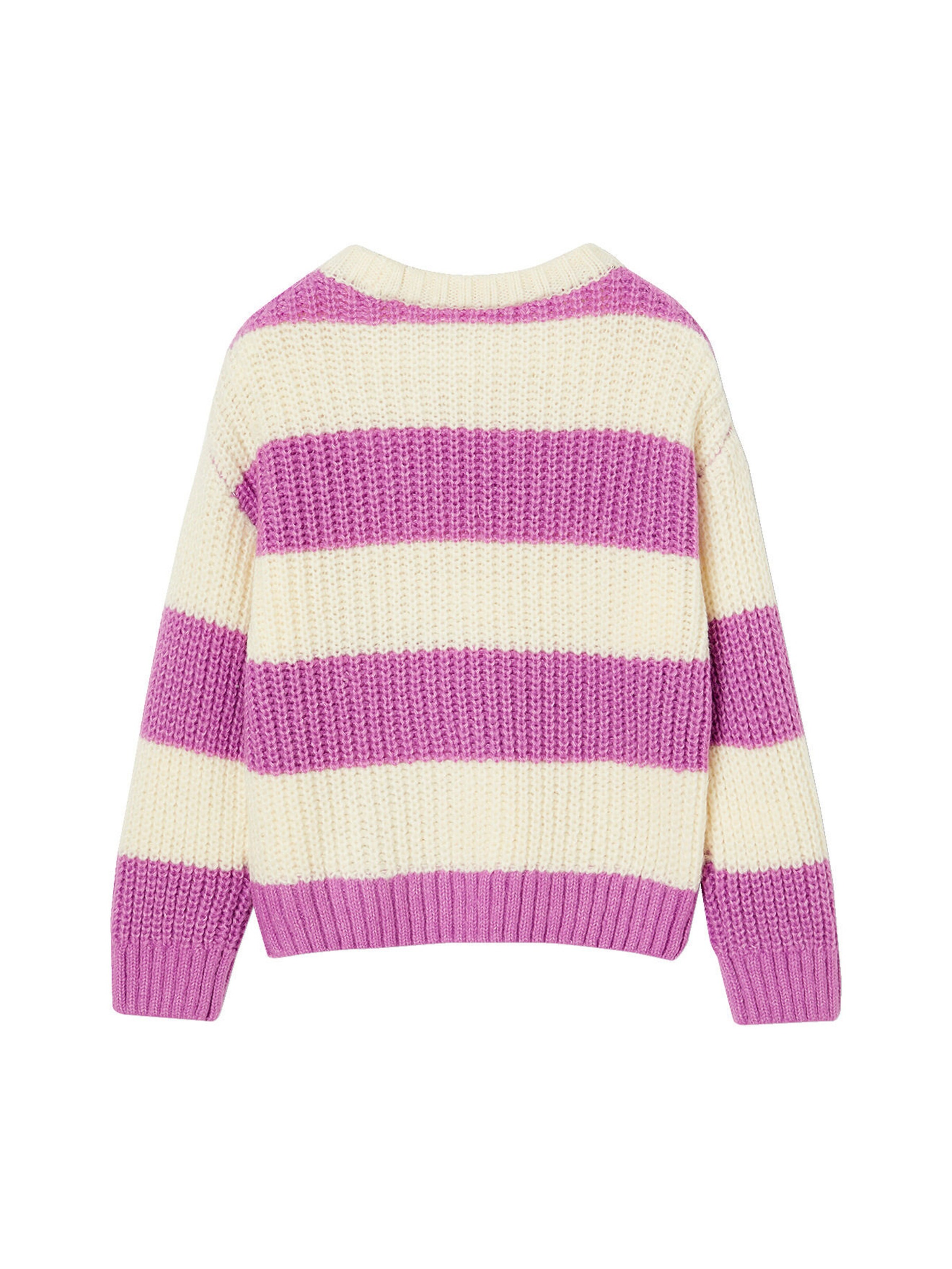 Vertbaudet Mädchen Pullover mit breiten Streifen wollweiß