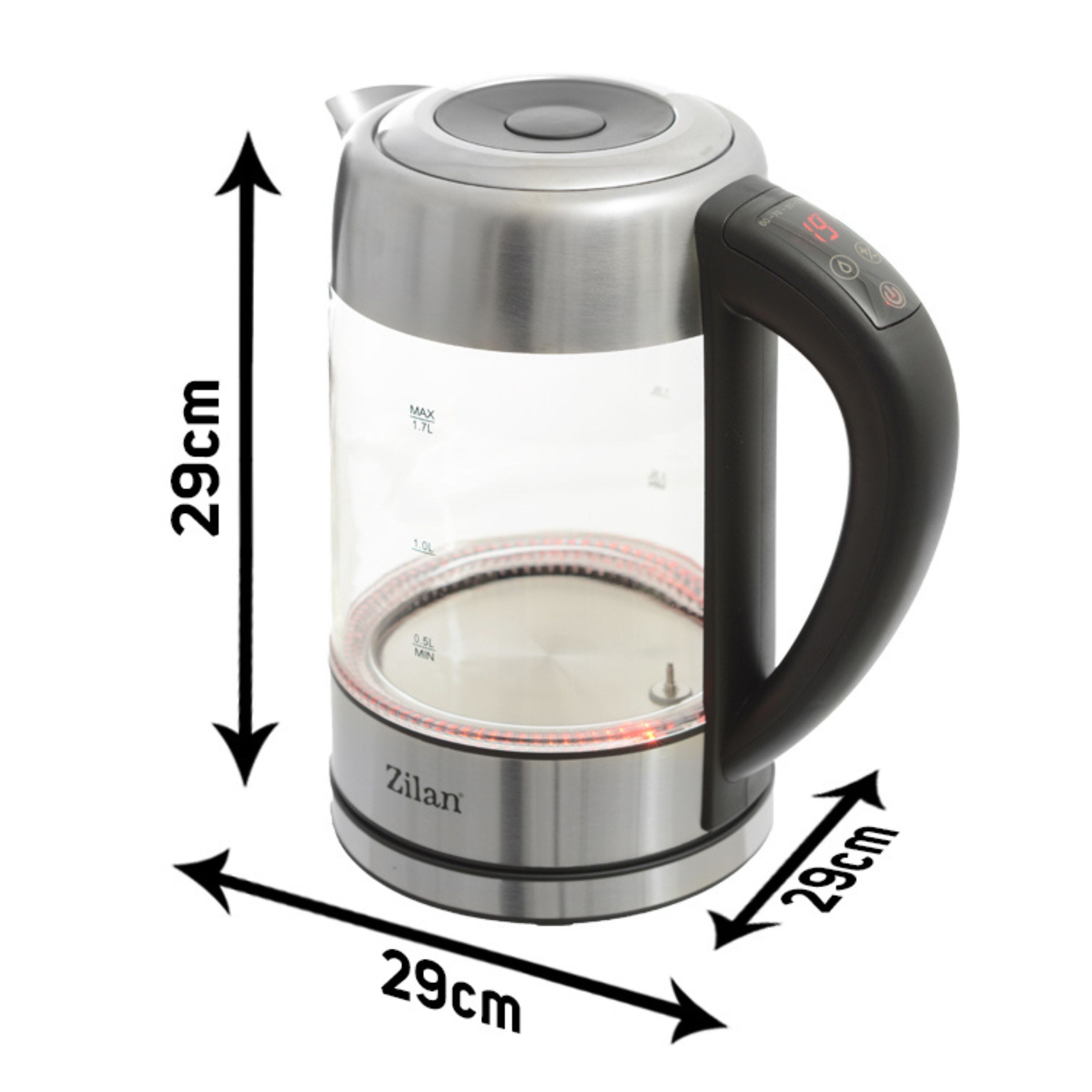 Zilan Glas Wasserkocher mit Temperaturwahl LED-Beleuchtung 1.7L 2200W