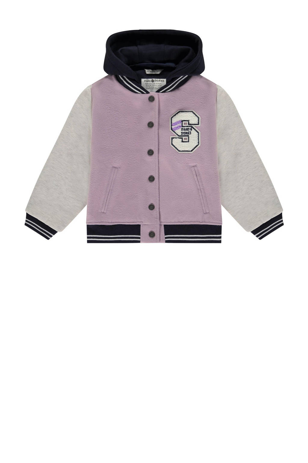 Stains&Stories baseball jacket lila/wit/zwart