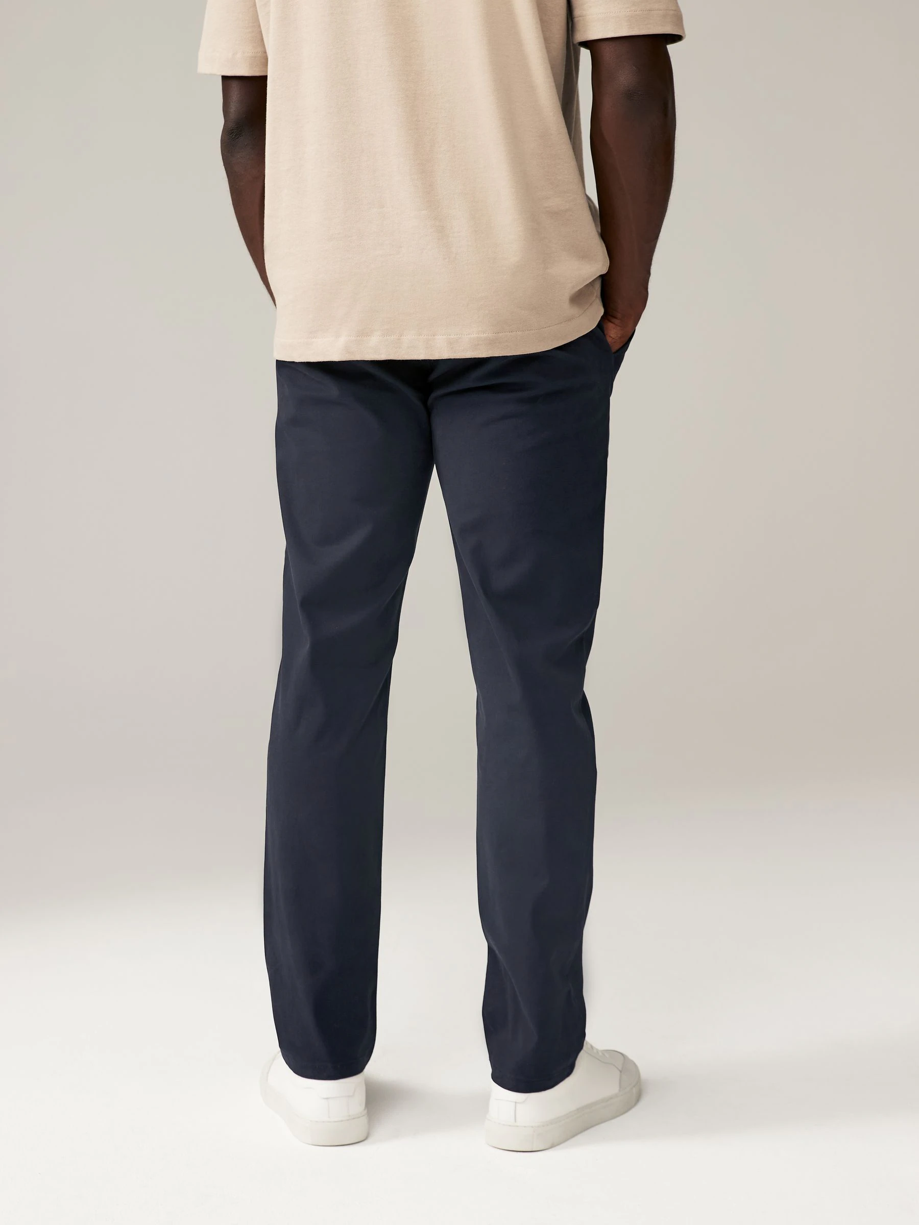 Donkerblauw - Slim Fit - Stretch chino's verpakking van 2