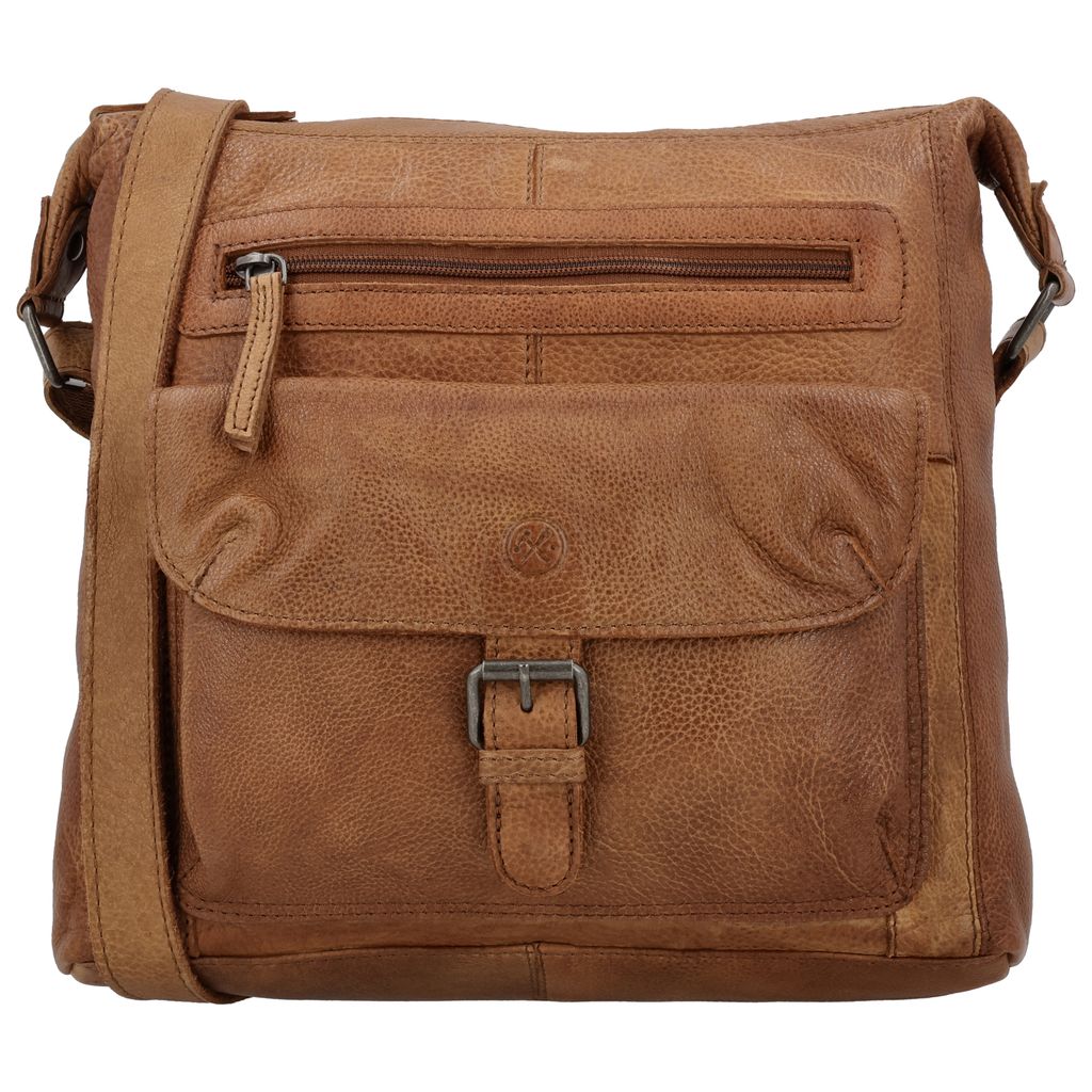 Hide & Stitches Paint Rock Schoudertas Gesp Cognac