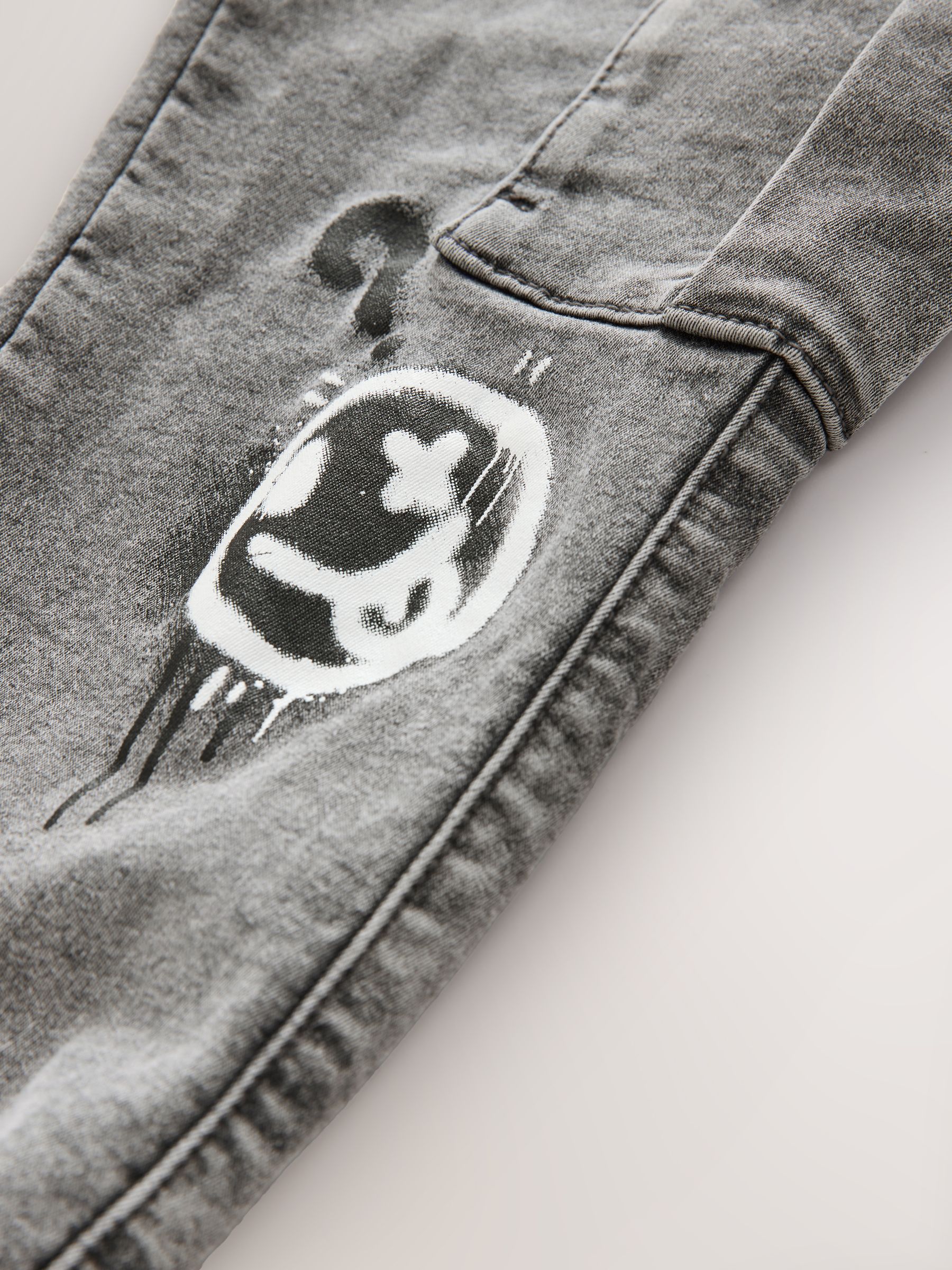 Grijs met graffiti - Cargo jeans met elastische taille (3-16 jr)
