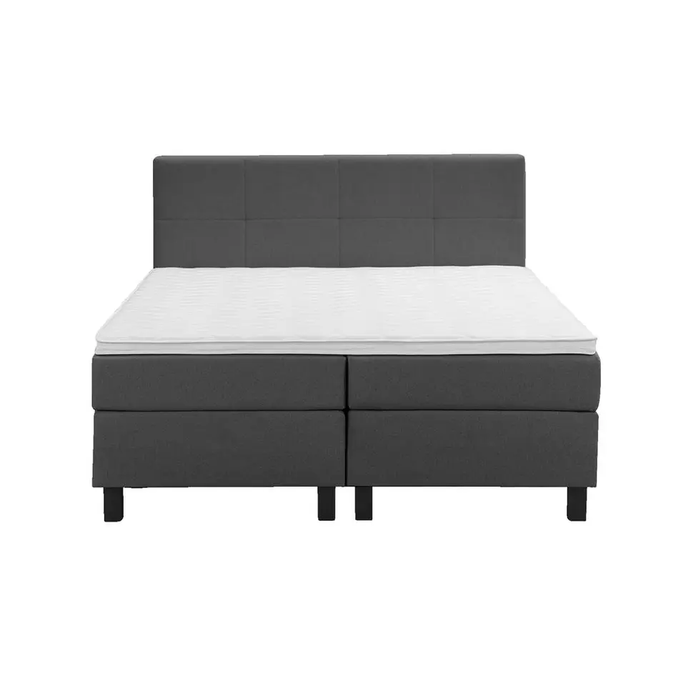 Boxspring Liv geblokt - antraciet - 160x200 cm - vierkante poot