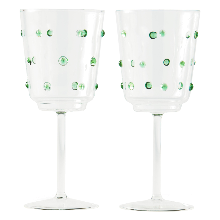 POLSPOTTEN Nob wijnglas set van 2 groen