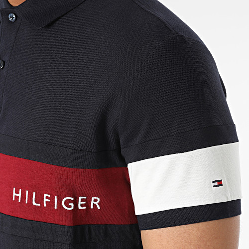 Polo Manches Courtes Colourblock Placement 0755 Bleu Marine