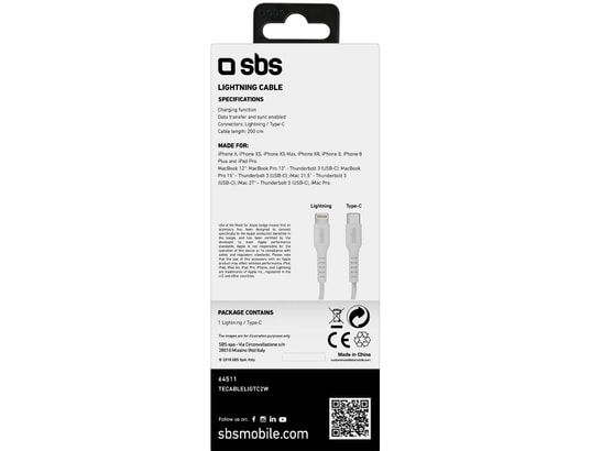 SBS - Câble USB Données/Recharge Usb-C - Lightning