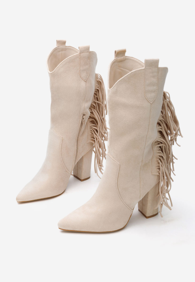 Bottes cowboy femme beige Aurina