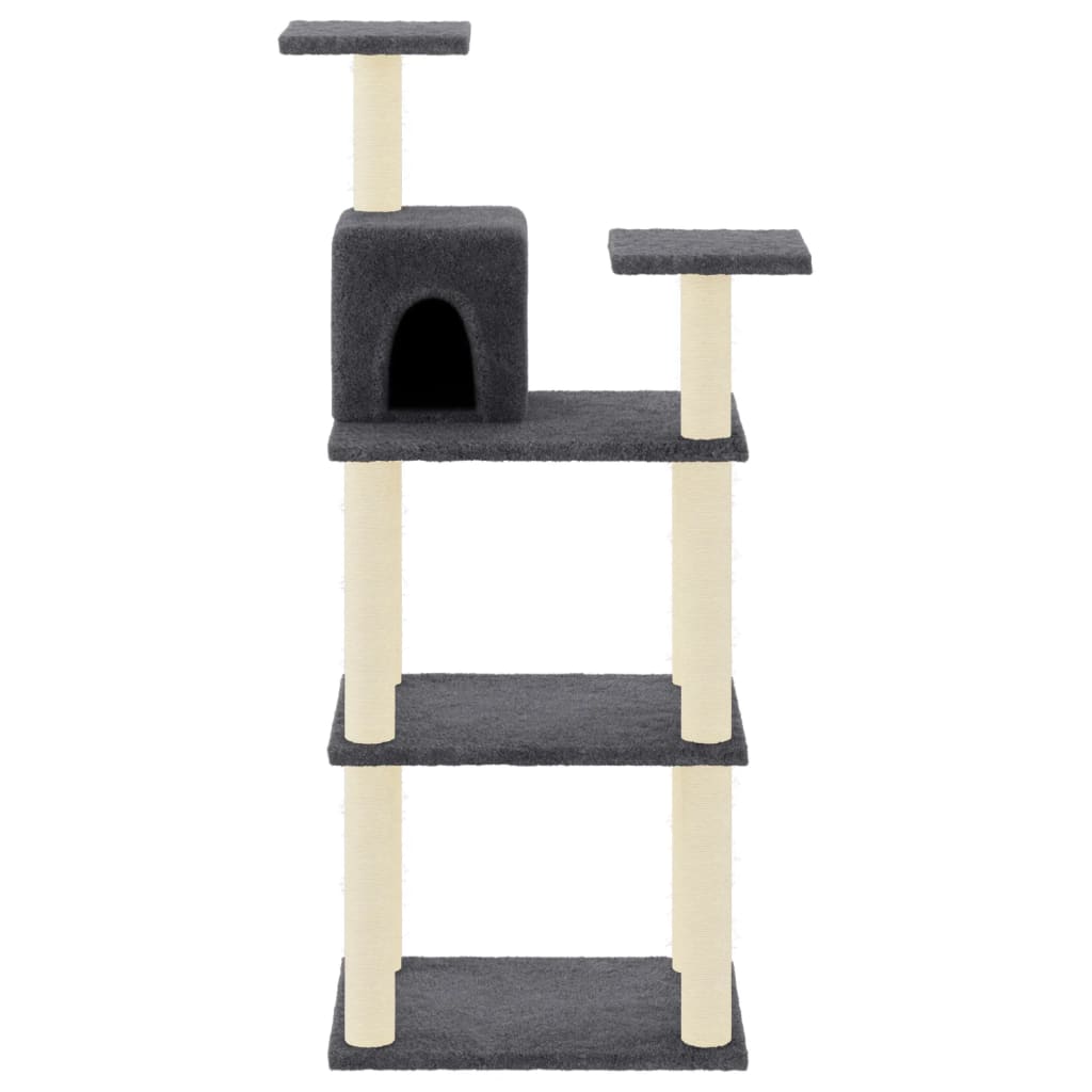 Arranhador para gatos vidaXL com postes de sisal cinza escuro