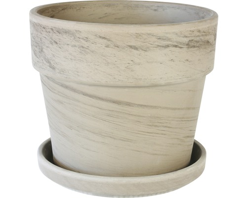 Spang Calima plantenpotset van klei, Ø 28 cm, H 25 cm, basalt, inclusief schotel