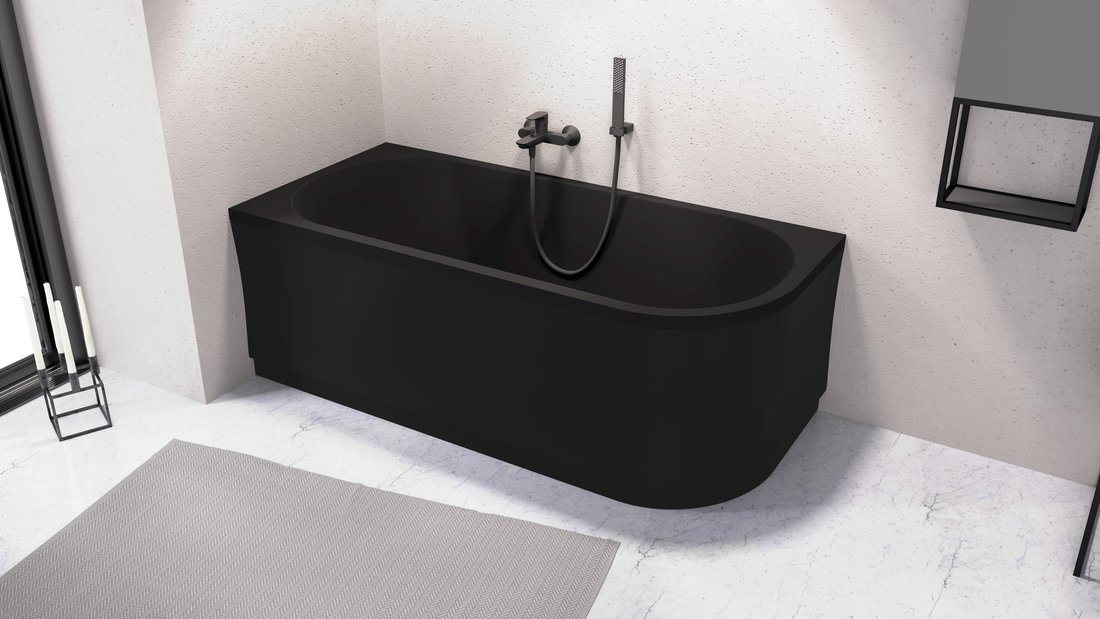 Polysan Viva badpaneel links mat zwart 175x59cm