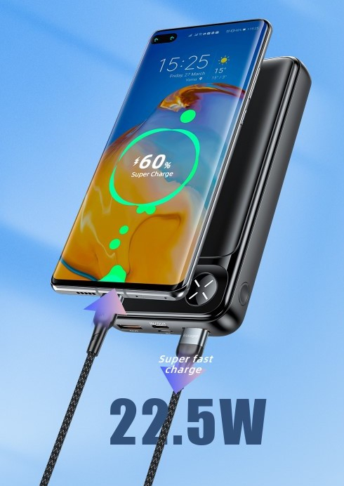 (20W) 20000mAh Fast Charge Ladegerät USB C / Dual USB A Powerbank (PD 3.0   QC 3.0)   LED Anzeige - Schwarz