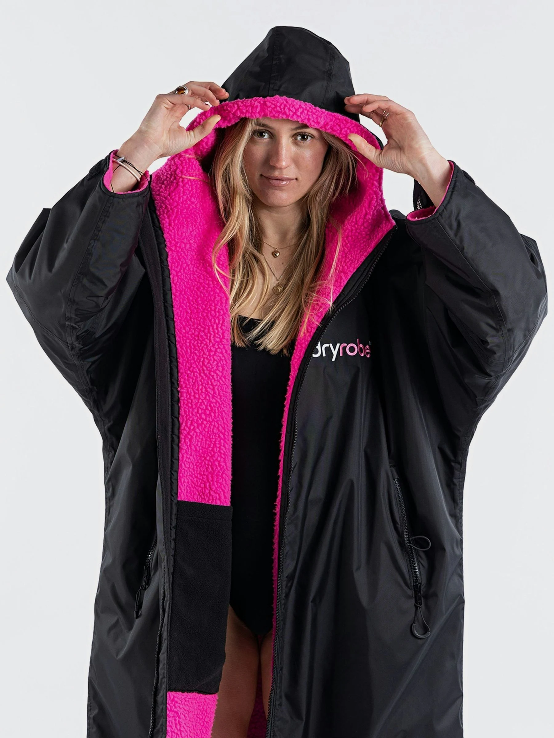 Zwart/roze - dryrobe Advance Adult Long Sleeve Changing Coats