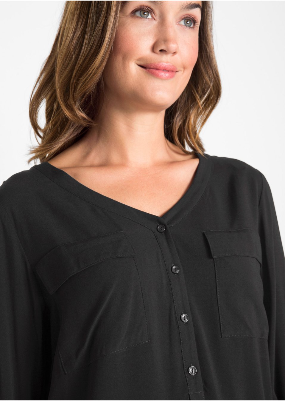 Blouse à col V et manches longues