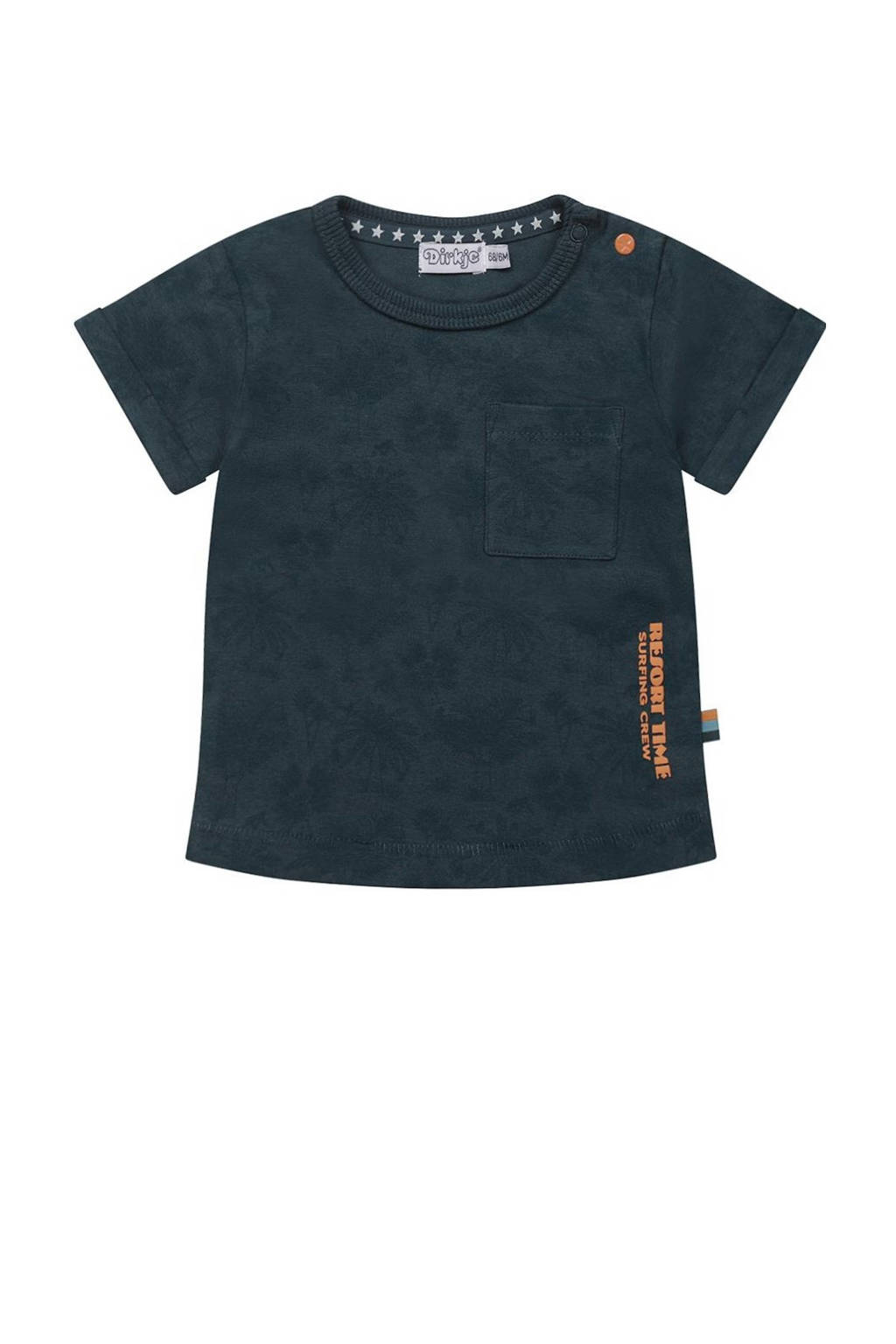 Dirkje T-shirt met all over print donkerblauw