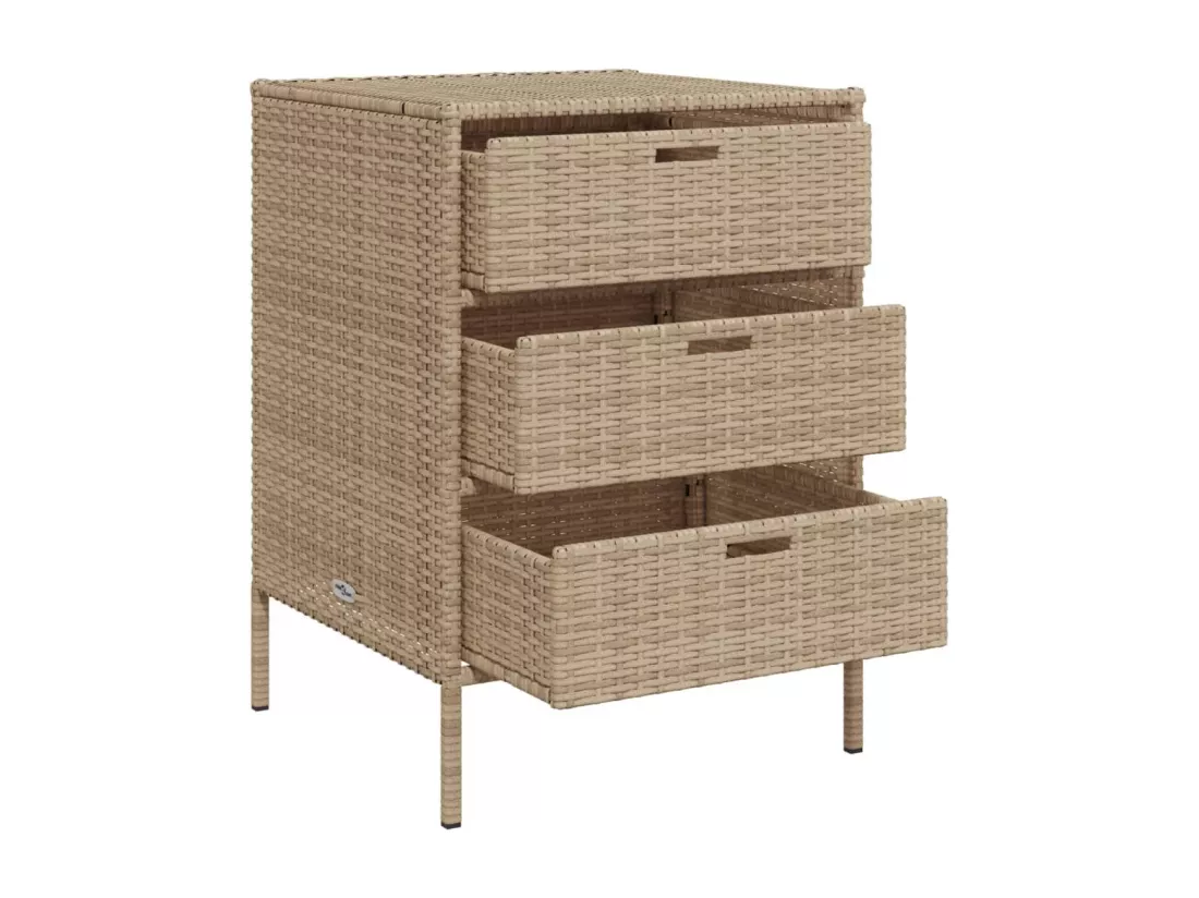 Armoire de rangement de jardin beige 55x59x80 cm résine tressée
